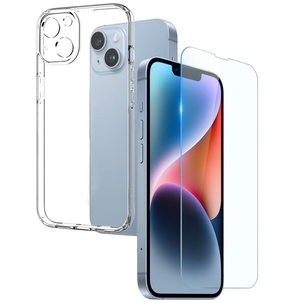 NORTHJO For iPhone 14 Plus 2-in-1 Anti-drop TPU Phone Case + Anti-scratch Tempered Glass Screen Protector