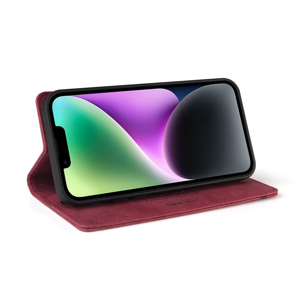 GQ.UTROBE 008 Series For iPhone 14 Plus Fall Proof RFID Blocking Skin-touch Feeling PU Leather Stand Wallet Phone Case