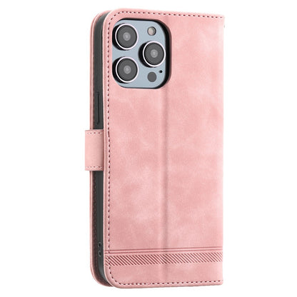 DIERFENG DF-03 for iPhone 14 Pro Max PU Leather Case Lines Imprinted Shockproof Phone Wallet Stand Cover
