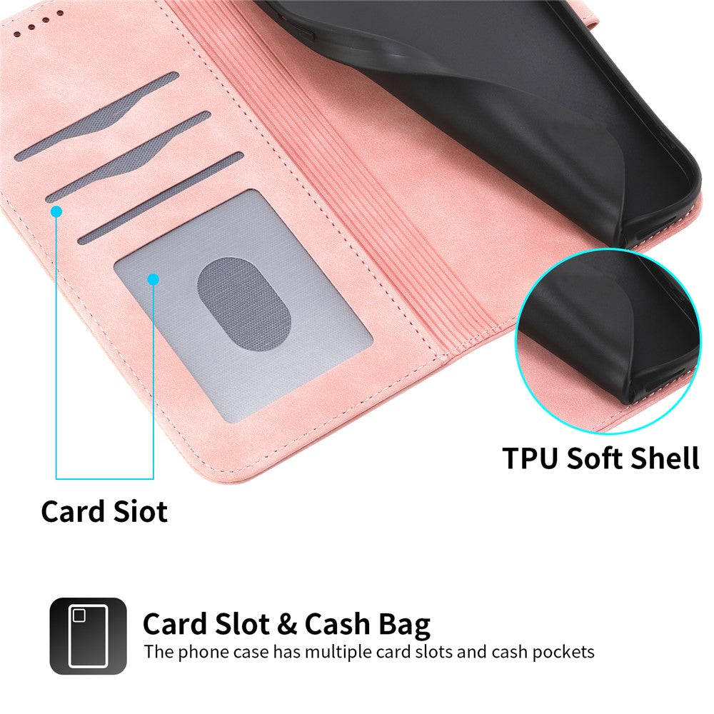 DIERFENG DF-03 for iPhone 14 Pro Max PU Leather Case Lines Imprinted Shockproof Phone Wallet Stand Cover