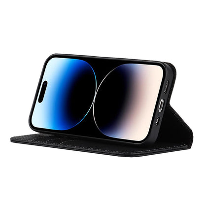 Full Protection Phone Case For iPhone 14 Pro Max, Litchi Texture Genuine Leather Cell Phone Cover Wallet Stand