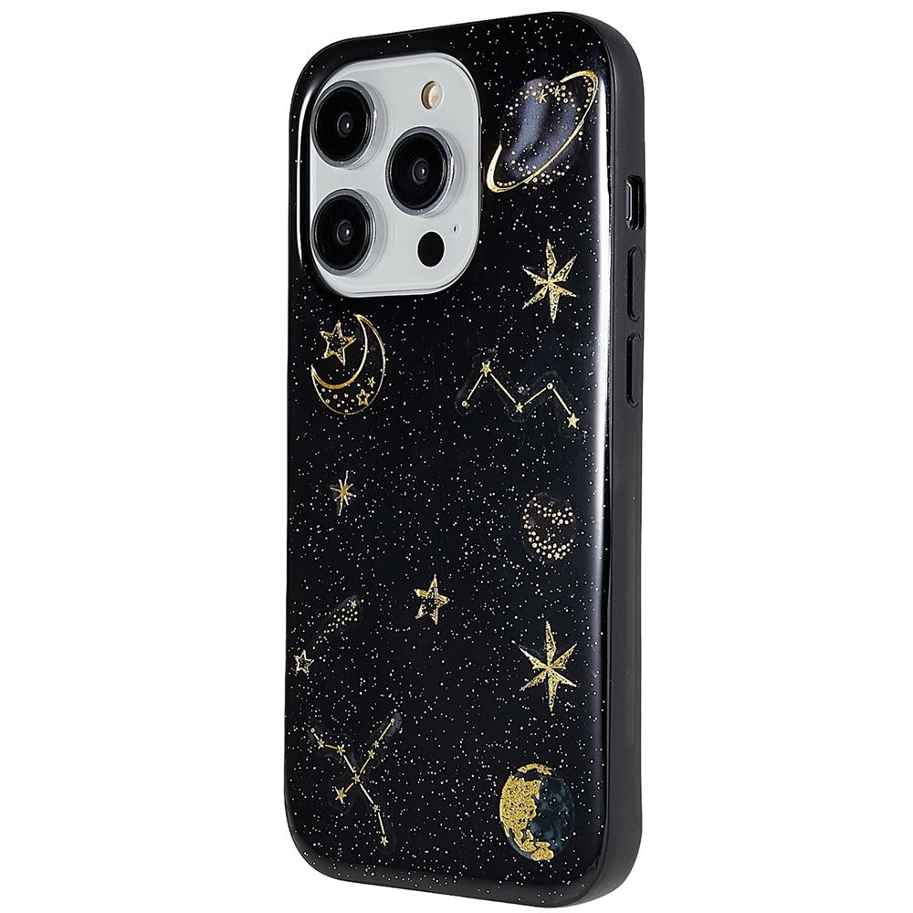For iPhone 14 Pro Max Epoxy Mobile Phone Case Star Planet Pattern Soft TPU Shockproof Back Cover