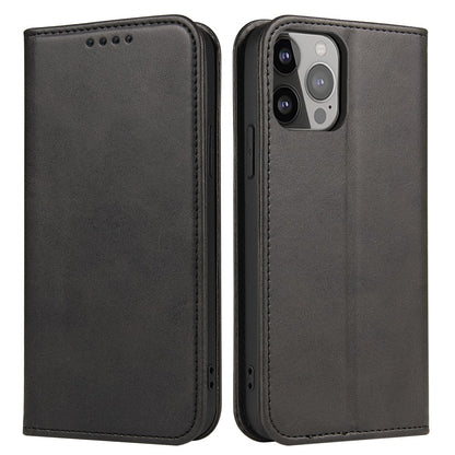 For iPhone 14 Pro Max Dustproof Phone Cover Wallet Magnetic Leather Stand Calf Texture Phone Case