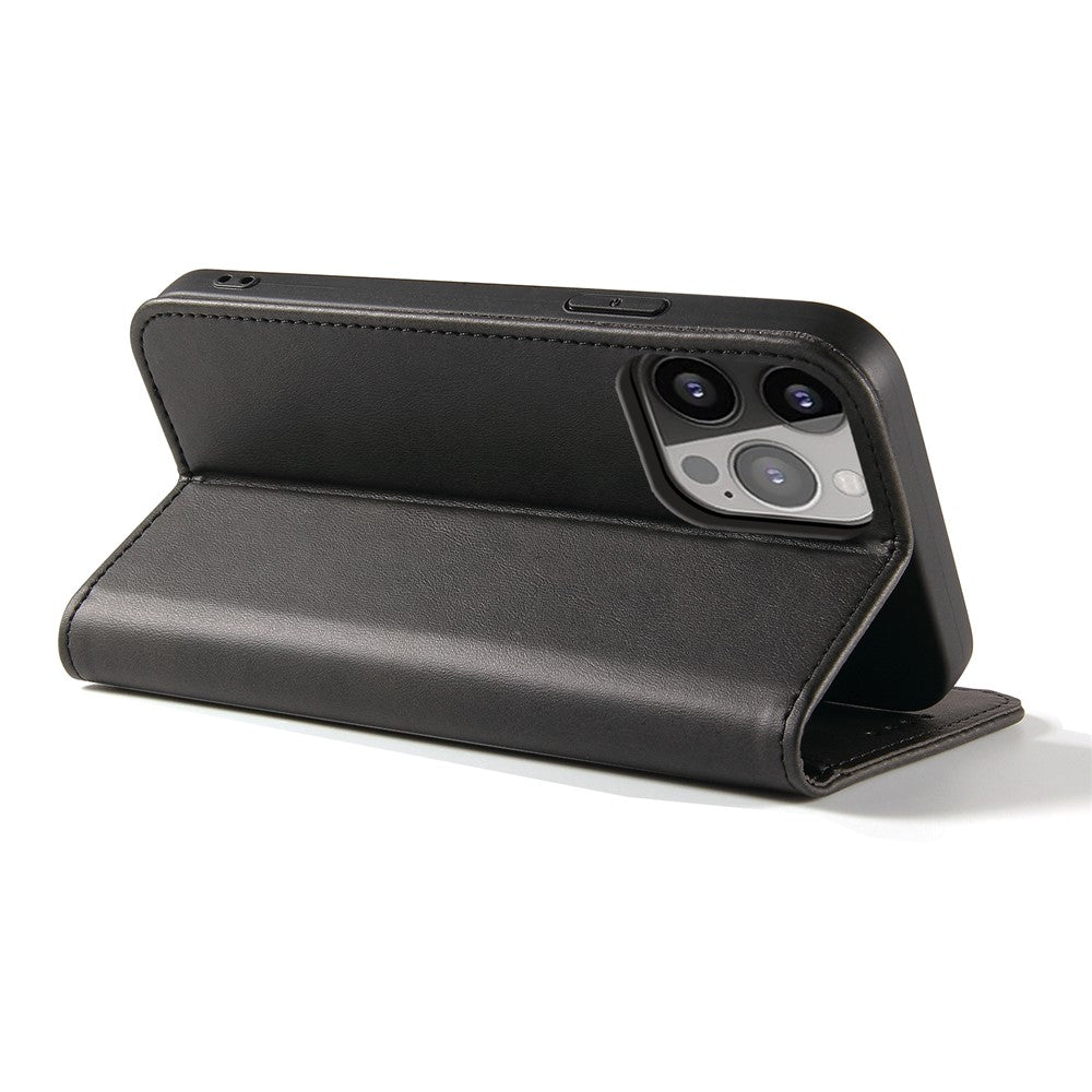 For iPhone 14 Pro Max Dustproof Phone Cover Wallet Magnetic Leather Stand Calf Texture Phone Case