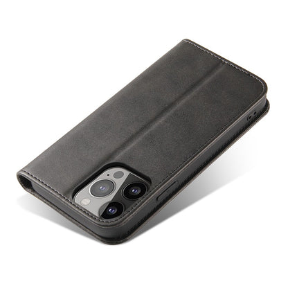 For iPhone 14 Pro Max Dustproof Phone Cover Wallet Magnetic Leather Stand Calf Texture Phone Case