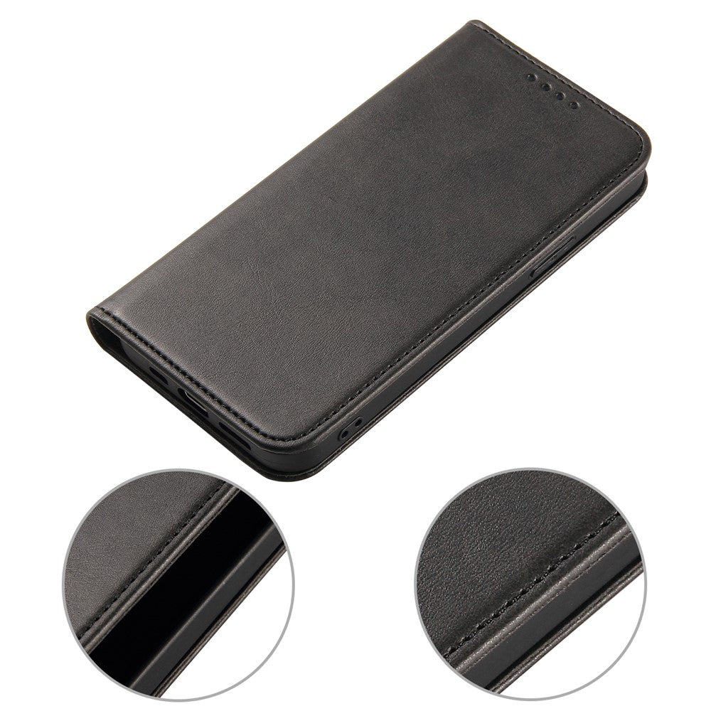 For iPhone 14 Pro Max Dustproof Phone Cover Wallet Magnetic Leather Stand Calf Texture Phone Case