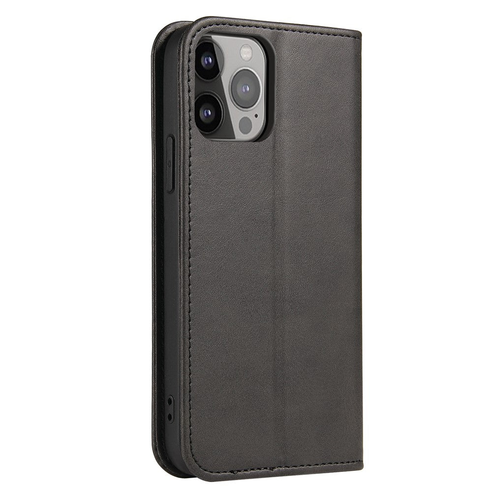 For iPhone 14 Pro Max Dustproof Phone Cover Wallet Magnetic Leather Stand Calf Texture Phone Case