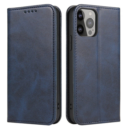 For iPhone 14 Pro Max Dustproof Phone Cover Wallet Magnetic Leather Stand Calf Texture Phone Case