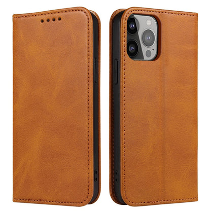 For iPhone 14 Pro Max Dustproof Phone Cover Wallet Magnetic Leather Stand Calf Texture Phone Case