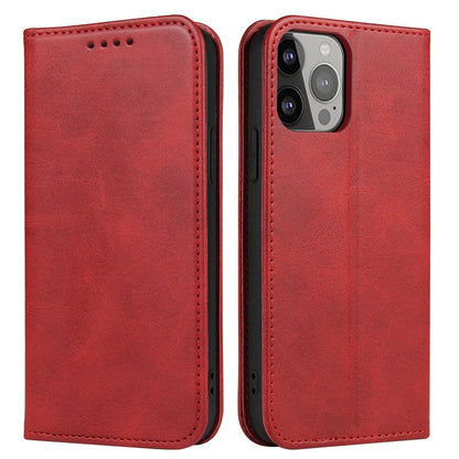 For iPhone 14 Pro Max Dustproof Phone Cover Wallet Magnetic Leather Stand Calf Texture Phone Case