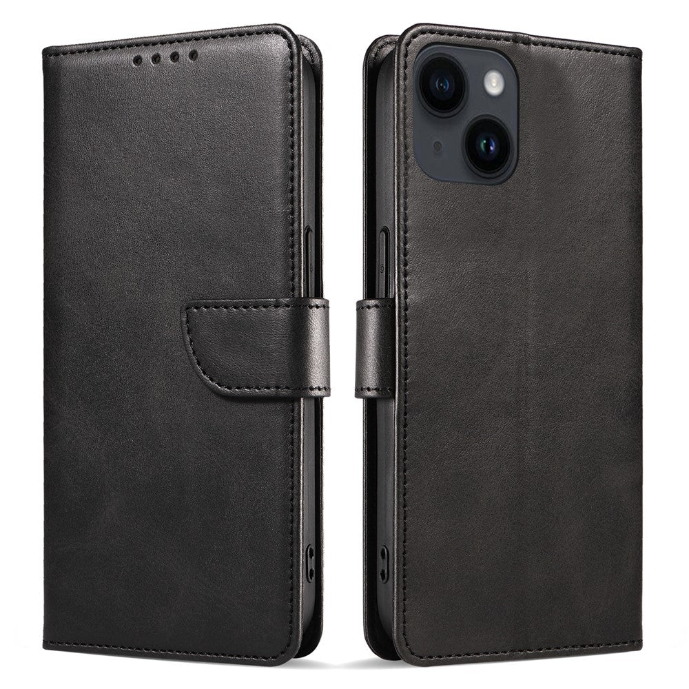 For iPhone 14 Plus Stand Leather Phone Cover Square Clasp Smartphone Case with Wallet