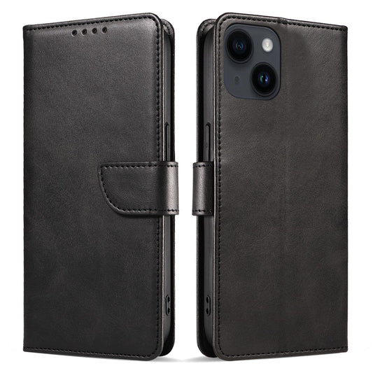 For iPhone 14 Plus Stand Leather Phone Cover Square Clasp Smartphone Case with Wallet