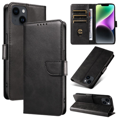 For iPhone 14 Plus Stand Leather Phone Cover Square Clasp Smartphone Case with Wallet
