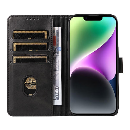 For iPhone 14 Plus Stand Leather Phone Cover Square Clasp Smartphone Case with Wallet