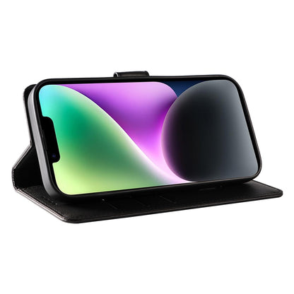 For iPhone 14 Plus Stand Leather Phone Cover Square Clasp Smartphone Case with Wallet