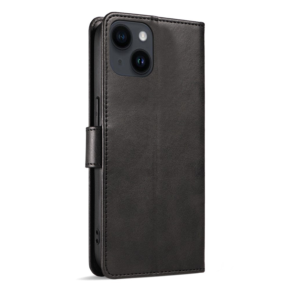 For iPhone 14 Plus Stand Leather Phone Cover Square Clasp Smartphone Case with Wallet