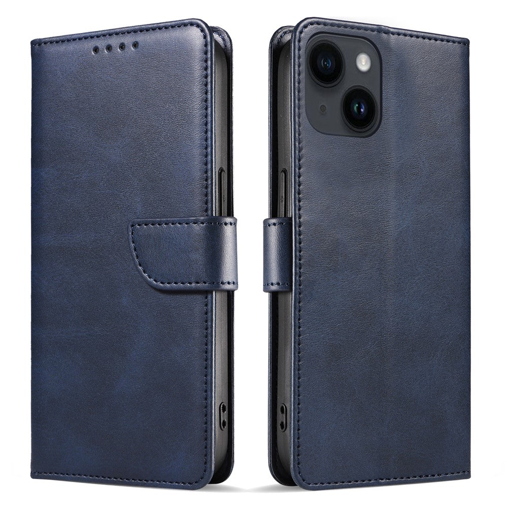 For iPhone 14 Plus Stand Leather Phone Cover Square Clasp Smartphone Case with Wallet