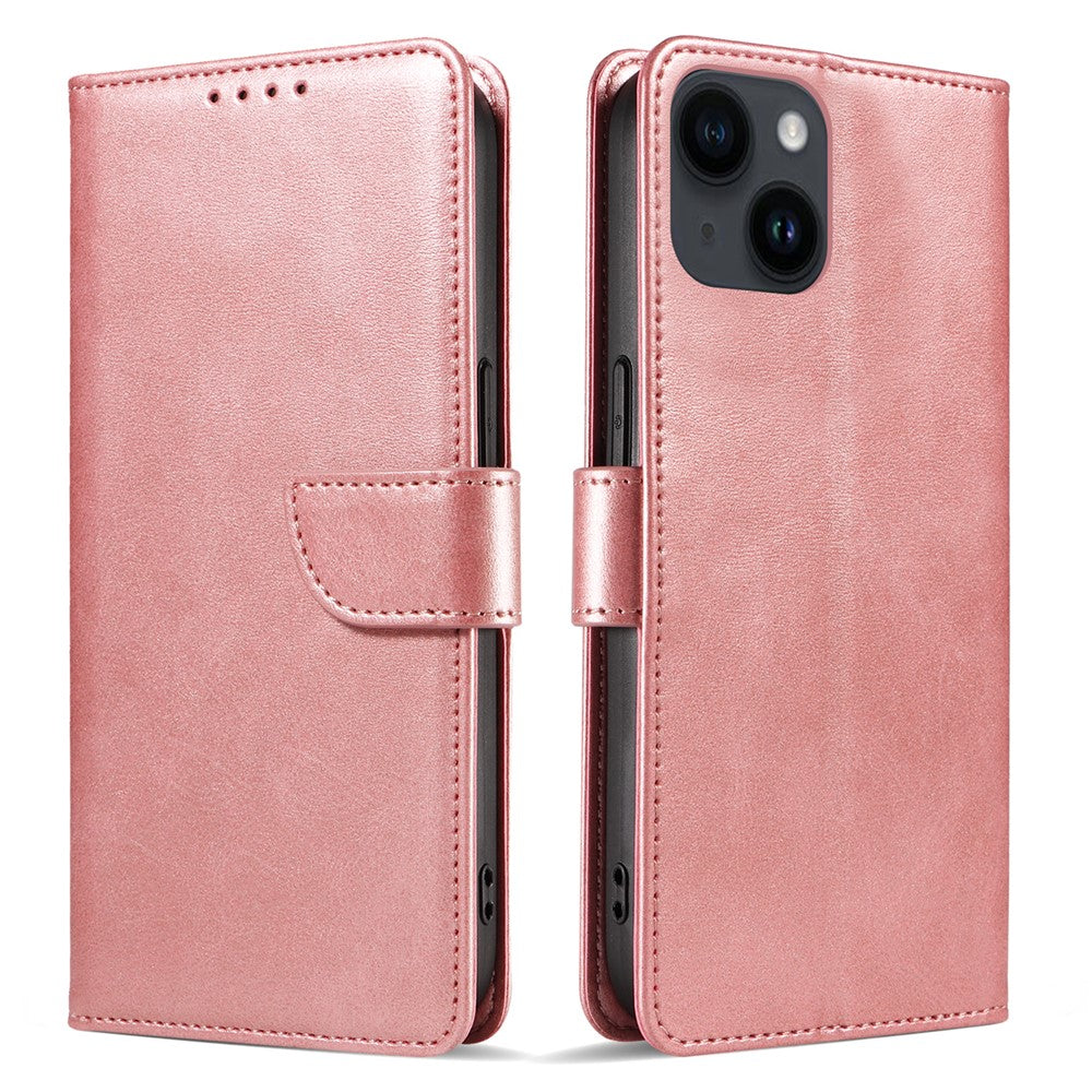 For iPhone 14 Plus Stand Leather Phone Cover Square Clasp Smartphone Case with Wallet