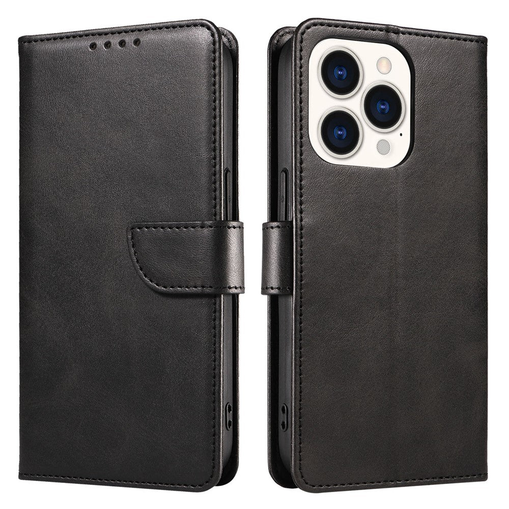 Cell Phone Cover For iPhone 14 Pro Max , Square Clasp Anti-shock Flip Leather Wallet Case with Stand