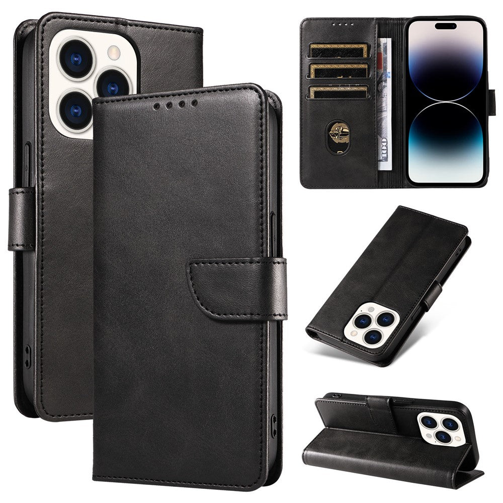 Cell Phone Cover For iPhone 14 Pro Max , Square Clasp Anti-shock Flip Leather Wallet Case with Stand