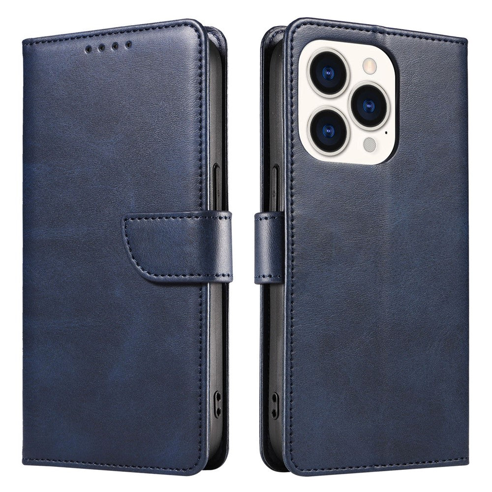 Cell Phone Cover For iPhone 14 Pro Max , Square Clasp Anti-shock Flip Leather Wallet Case with Stand