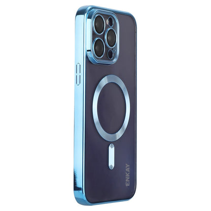 ENKAY HAT PRINCE For iPhone 14 Pro Max TPU Clear Phone Case Electroplating Magnetic Phone Cover with Lens Protection