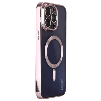 ENKAY HAT PRINCE For iPhone 14 Pro Max TPU Clear Phone Case Electroplating Magnetic Phone Cover with Lens Protection
