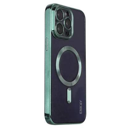 ENKAY HAT PRINCE For iPhone 14 Pro Max TPU Clear Phone Case Electroplating Magnetic Phone Cover with Lens Protection