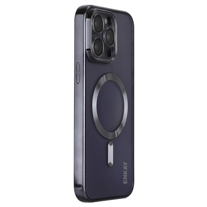 ENKAY HAT PRINCE For iPhone 14 Pro Max TPU Clear Phone Case Electroplating Magnetic Phone Cover with Lens Protection
