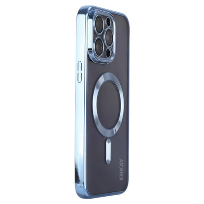 ENKAY HAT PRINCE For iPhone 14 Pro Max TPU Clear Phone Case Electroplating Magnetic Phone Cover with Lens Protection