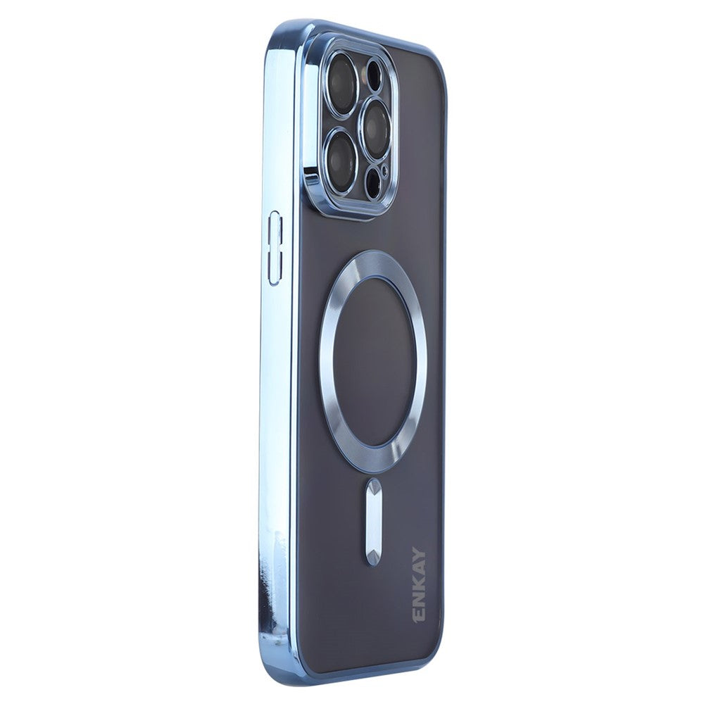 ENKAY HAT PRINCE For iPhone 14 Pro Max TPU Clear Phone Case Electroplating Magnetic Phone Cover with Lens Protection