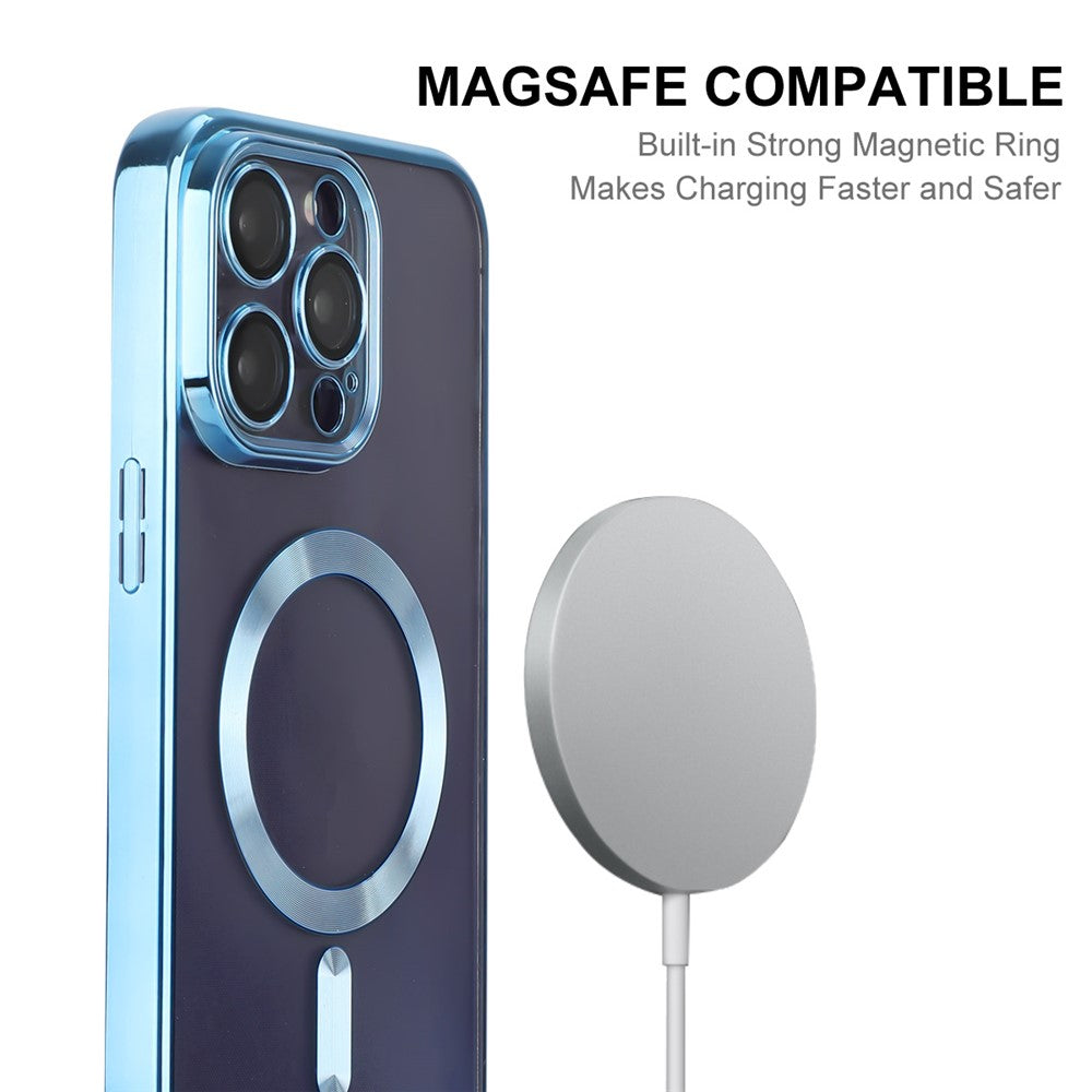 ENKAY HAT PRINCE For iPhone 14 Pro Max TPU Clear Phone Case Electroplating Magnetic Phone Cover with Lens Protection
