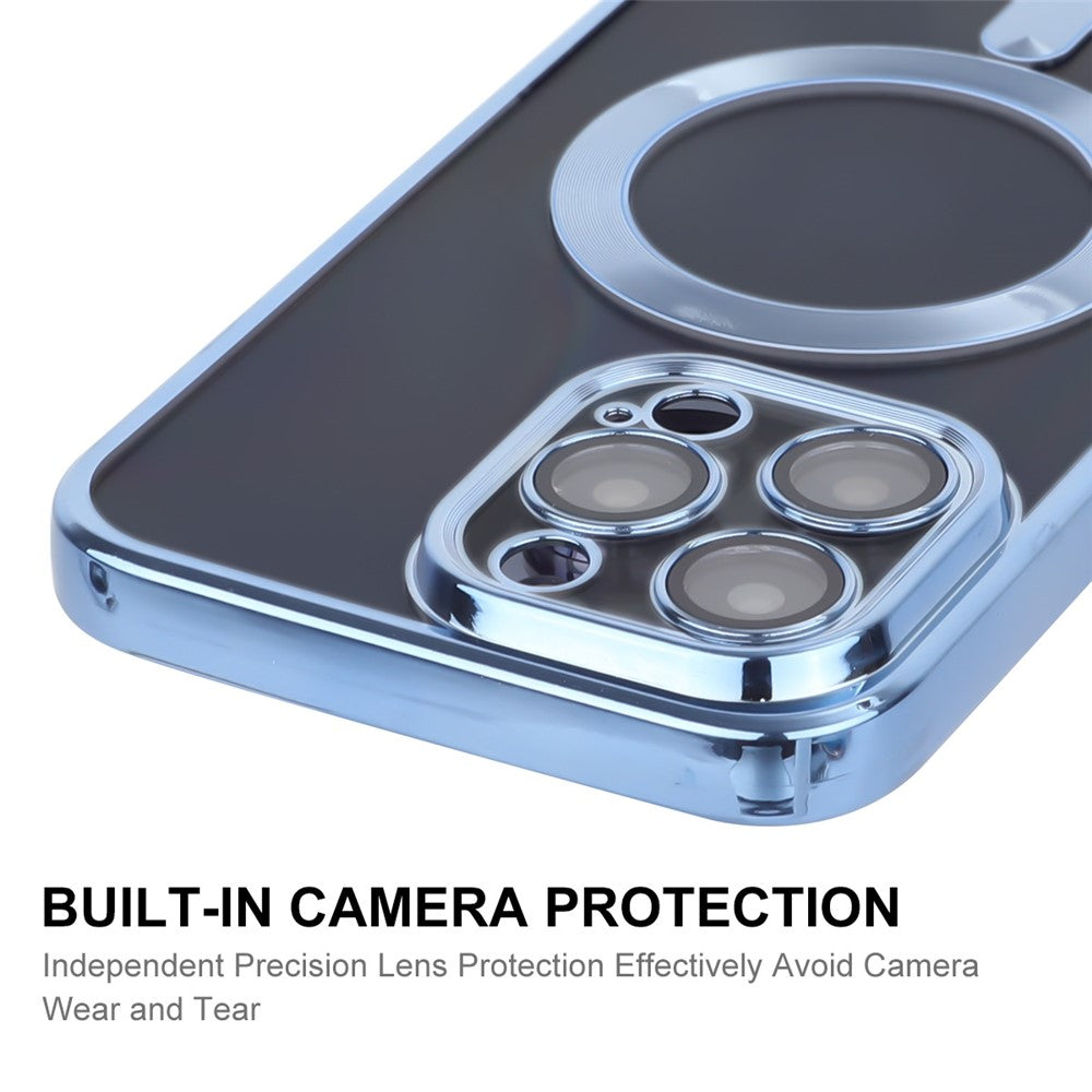 ENKAY HAT PRINCE For iPhone 14 Pro Max TPU Clear Phone Case Electroplating Magnetic Phone Cover with Lens Protection