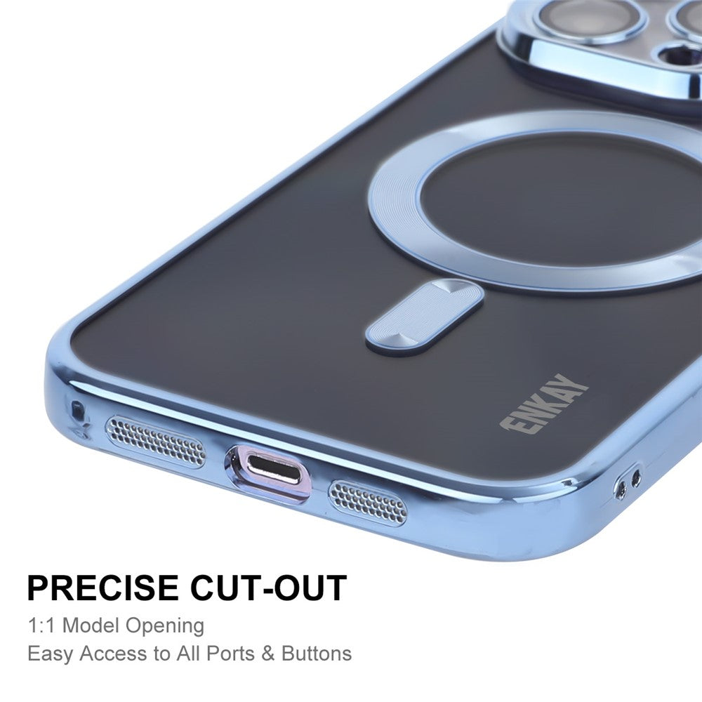 ENKAY HAT PRINCE For iPhone 14 Pro Max TPU Clear Phone Case Electroplating Magnetic Phone Cover with Lens Protection