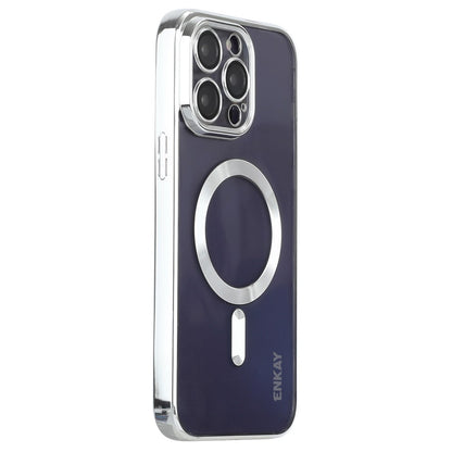 ENKAY HAT PRINCE For iPhone 14 Pro Max TPU Clear Phone Case Electroplating Magnetic Phone Cover with Lens Protection