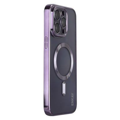 ENKAY HAT PRINCE For iPhone 14 Pro Max TPU Clear Phone Case Electroplating Magnetic Phone Cover with Lens Protection