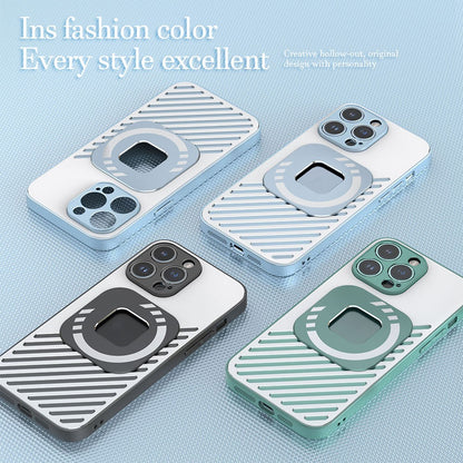R-JUST SJ55 For iPhone 14 Pro Max Hollow Magnetic Phone Case TPU+PC+Metal Drop-proof Back Cover Compatible with MagSafe