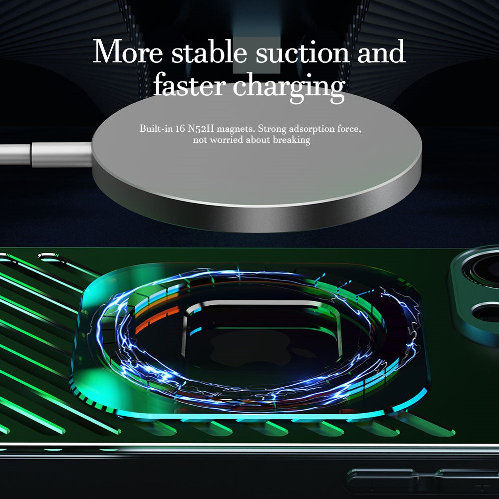 R-JUST SJ55 For iPhone 14 Pro Max Hollow Magnetic Phone Case TPU+PC+Metal Drop-proof Back Cover Compatible with MagSafe