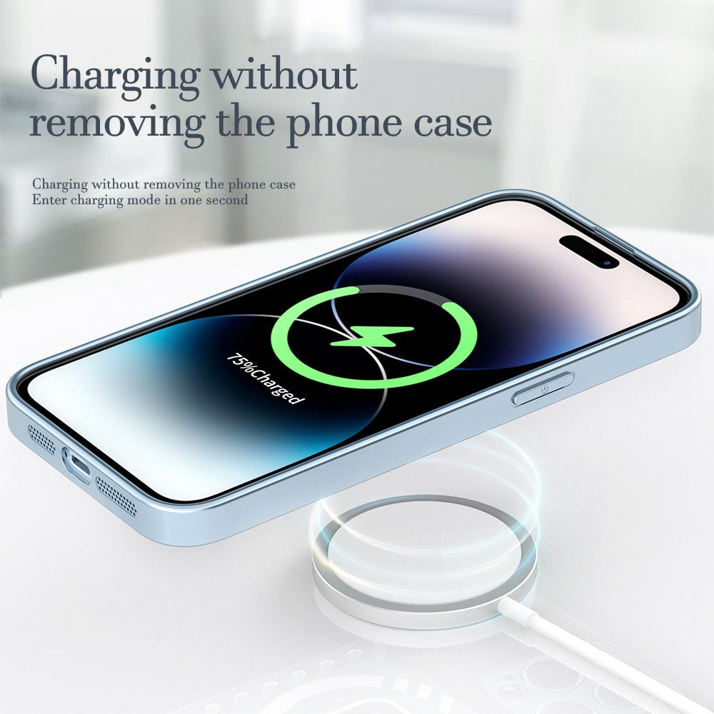 R-JUST SJ55 For iPhone 14 Pro Max Hollow Magnetic Phone Case TPU+PC+Metal Drop-proof Back Cover Compatible with MagSafe
