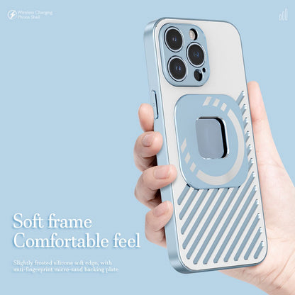 R-JUST SJ55 For iPhone 14 Pro Max Hollow Magnetic Phone Case TPU+PC+Metal Drop-proof Back Cover Compatible with MagSafe