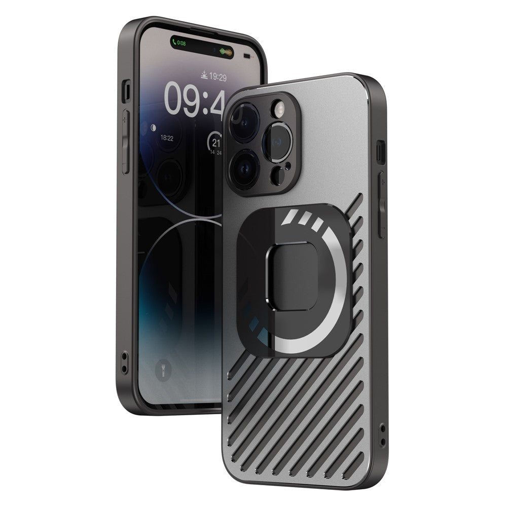 R-JUST SJ55 For iPhone 14 Pro Max Hollow Magnetic Phone Case TPU+PC+Metal Drop-proof Back Cover Compatible with MagSafe