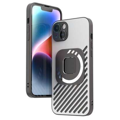 R-JUST SJ55 For iPhone 14 Plus TPU+PC+Metal Hollow Drop-proof Cover Magnetic Phone Case Compatible with MagSafe