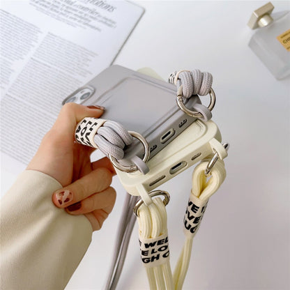 For iPhone 14 Plus Card Slot Phone Case Anti-Scratch Liquid Silicone Protective Phone Cover with Hanging Strap
