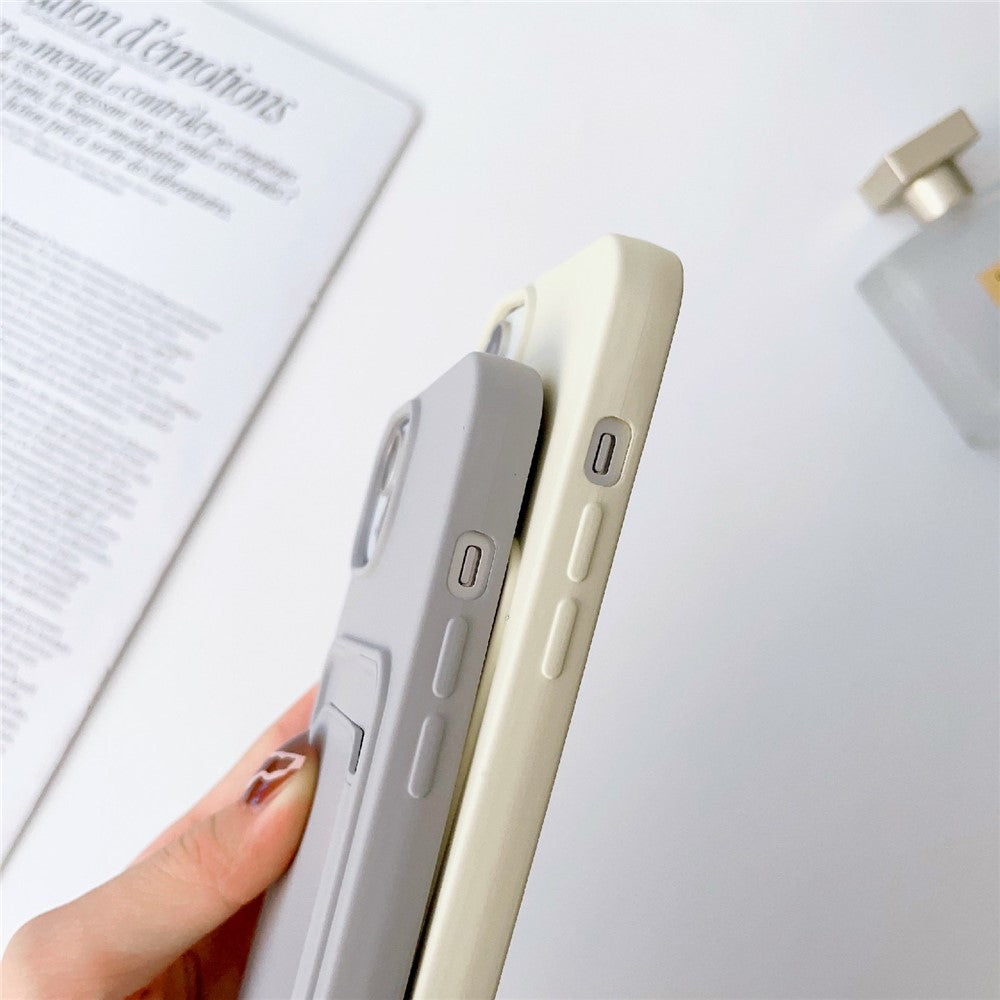 For iPhone 14 Plus Card Slot Phone Case Anti-Scratch Liquid Silicone Protective Phone Cover with Hanging Strap