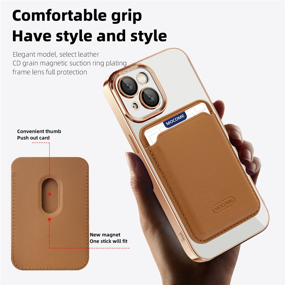 For iPhone 14 Anti-Drop Magnetic Back Cover TPU + PC Phone Case with Card Bag