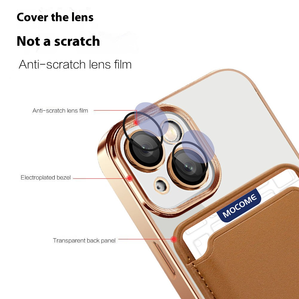 For iPhone 14 Anti-Drop Magnetic Back Cover TPU + PC Phone Case with Card Bag