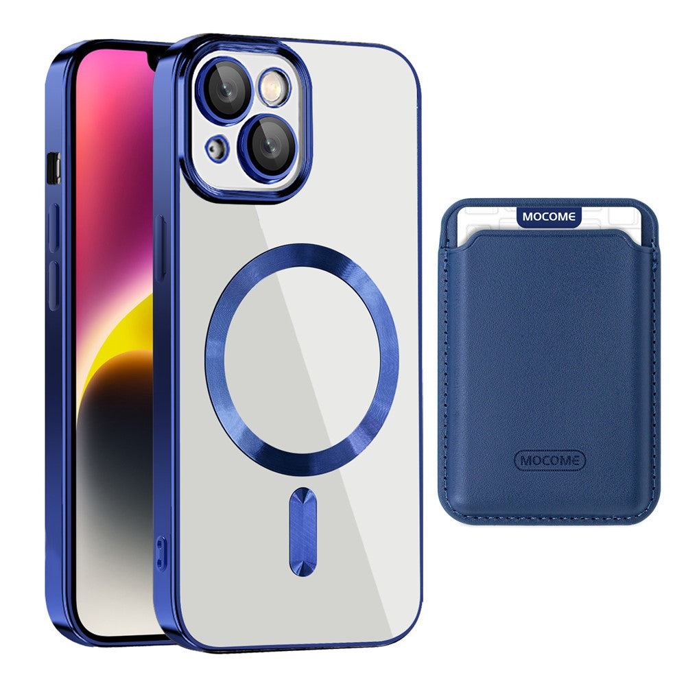 For iPhone 14 Anti-Drop Magnetic Back Cover TPU + PC Phone Case with Card Bag