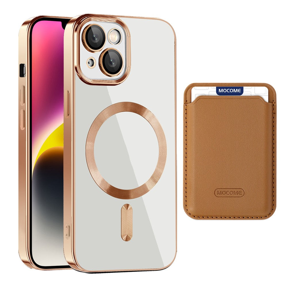 For iPhone 14 Anti-Drop Magnetic Back Cover TPU + PC Phone Case with Card Bag
