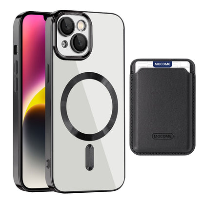 For iPhone 14 Anti-Drop Magnetic Back Cover TPU + PC Phone Case with Card Bag