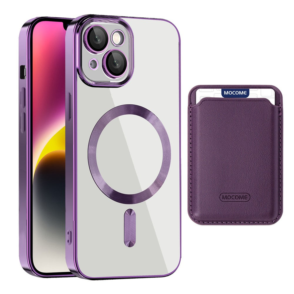 For iPhone 14 Anti-Drop Magnetic Back Cover TPU + PC Phone Case with Card Bag